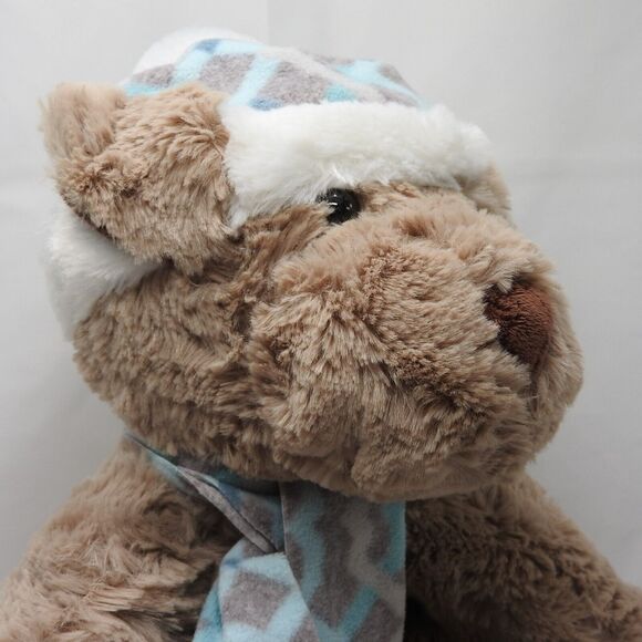 GENTLE TREASURES Winter Gray Plush Puppy Dog Beanie Hat Scarf Stuffed Animal - Picture 2 of 12
